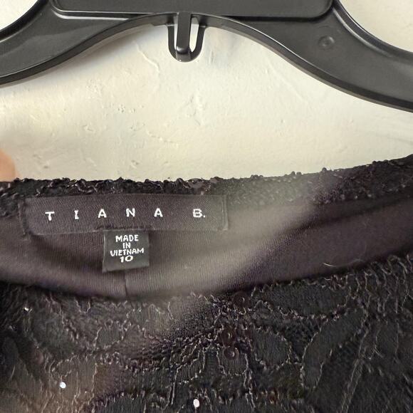 Tiana B Dress‎ Y2k 10 Blk Lace Sequin Sheath Cocktail Party Semi Mesh Whimsigoth - Picture 3 of 8